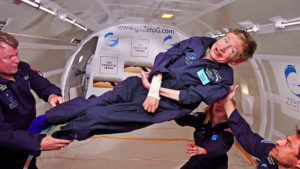 Professor Hawking in a zero gravity chamber