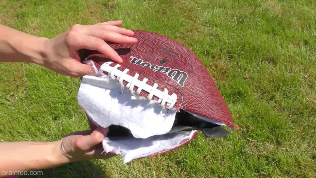 A Football that blew up or ripped in half